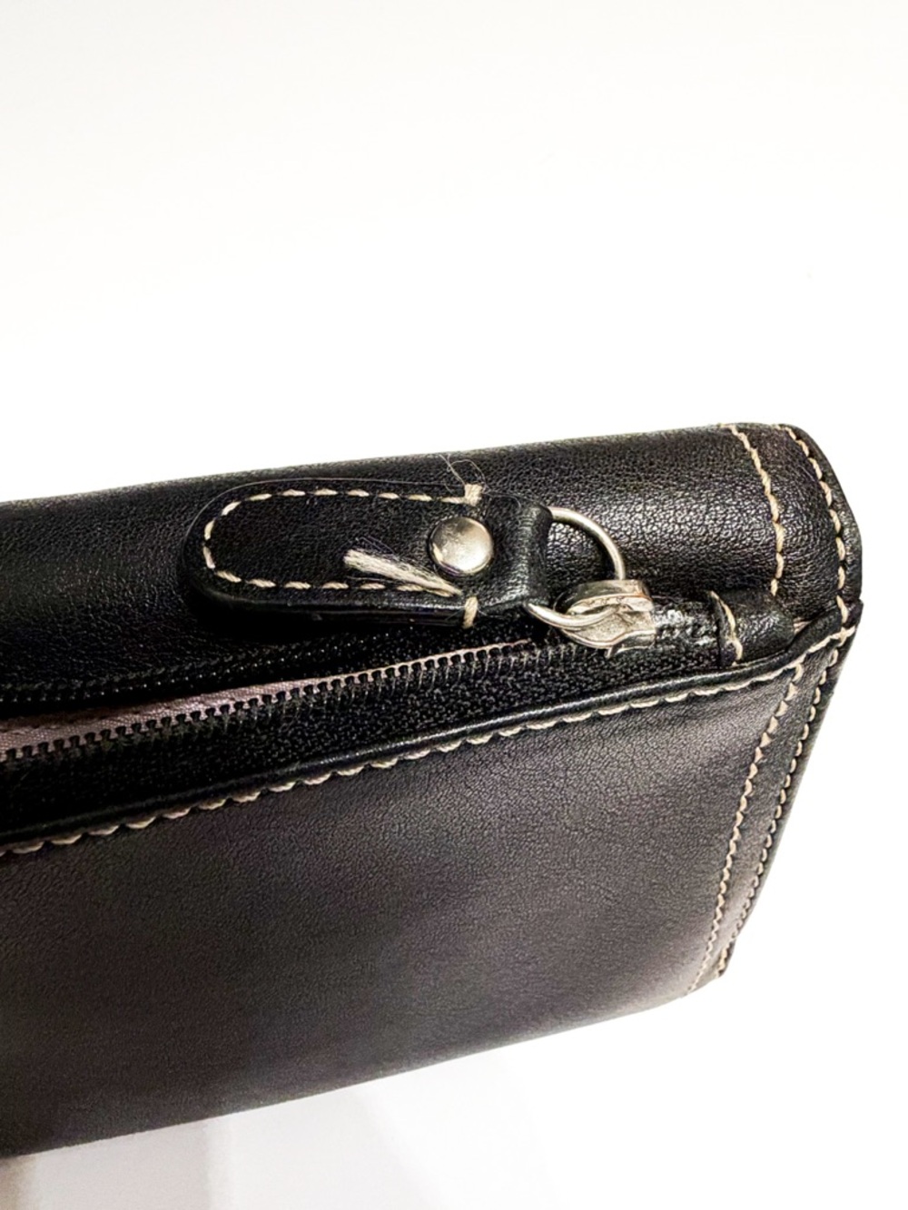 Coach Black Leather Long Wallet Pink Interior Snap Closure Checkbook Style - Picture 6 of 11